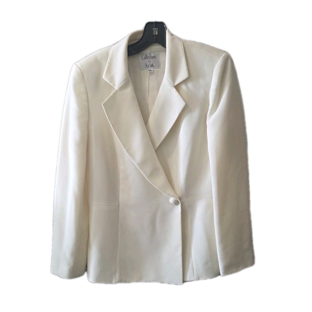 Le Suit Collections Ivory Blazer Jacket Womens Size 8 Career Formal Classic